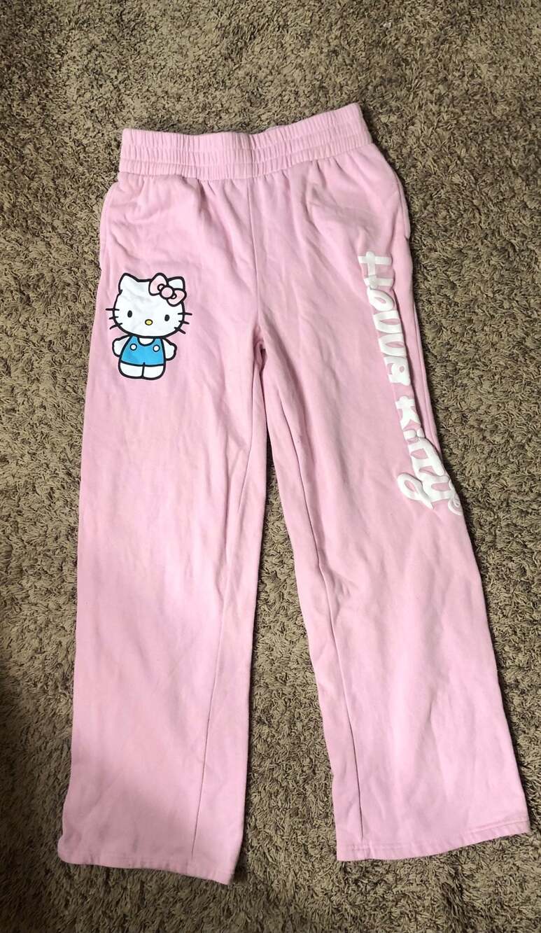 Hello Kitty Pink Wide Leg Graphic Lounge Sweatpants